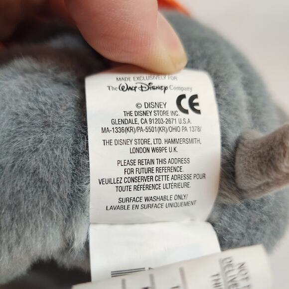 Disney Store Dumbo Elephant Plush Grey Yellow Hat Cartoon Movie 10" - Picture 7 of 7